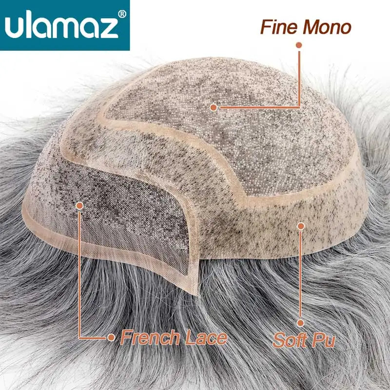 Toupee French Lace In Front Wigs For Man Mono Lace Men's Hair Prosthesis Men's Wigs Human Hair Mono PU Wig Male Hair Prosthesis