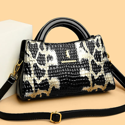 MOODS Designer Luxury Bags For Women Crocodile Pattern Top-handle Shell Bag With Snake Hardware Wild Shoulder Crossbody Handbags