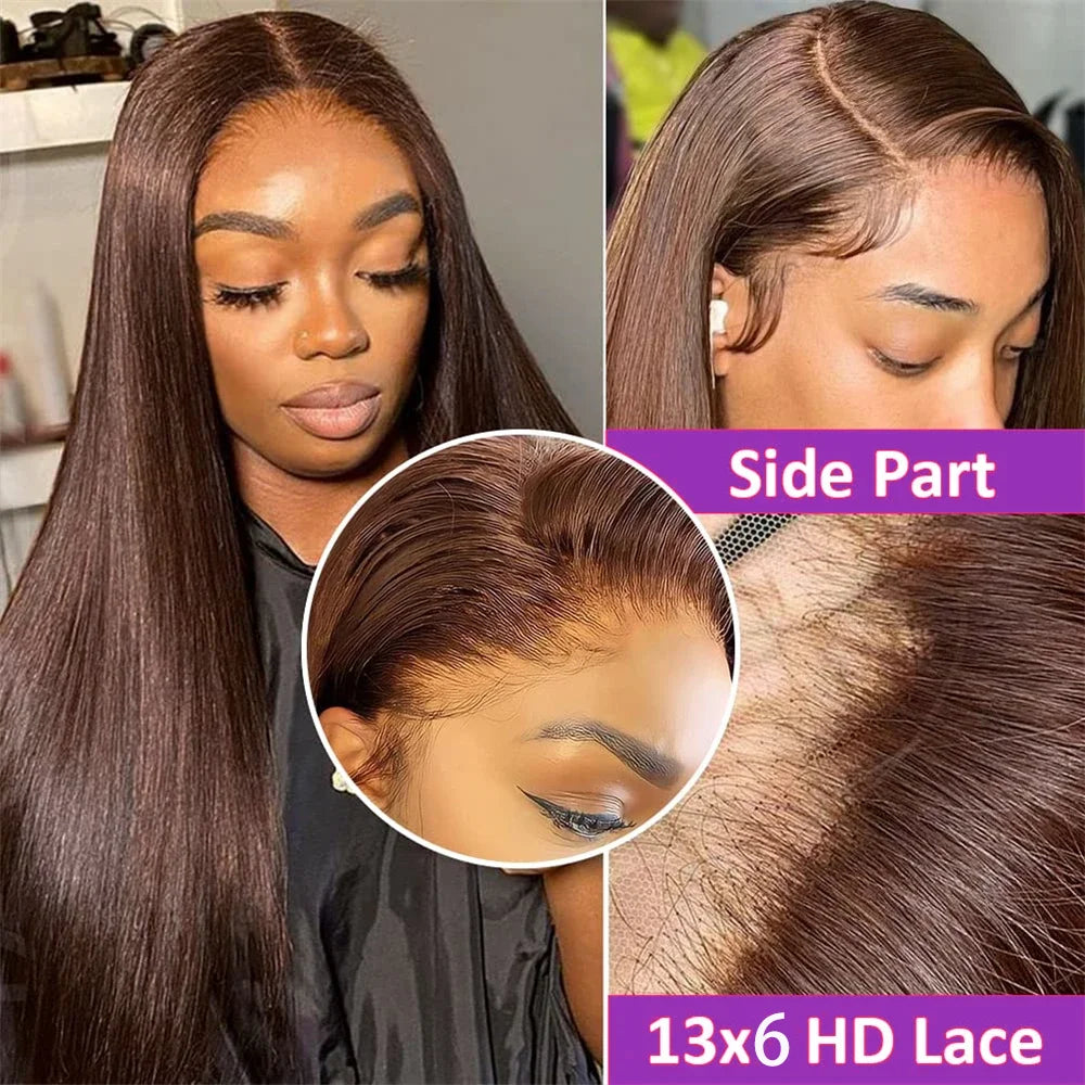 HD 13x6 13x4 Lace Frontal Wigs 100% Raw Vietnamese Chocolate Brown Straight Virgin Hair Pre Plucked Lace Front Human Hair Wigs