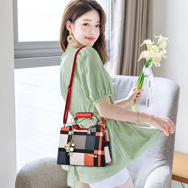 Luxury Design Messenger Bags Women PU Leather Purse and Handbags for Women Vintage Plaid Ladies Travel Crossbody Shoulder Bag