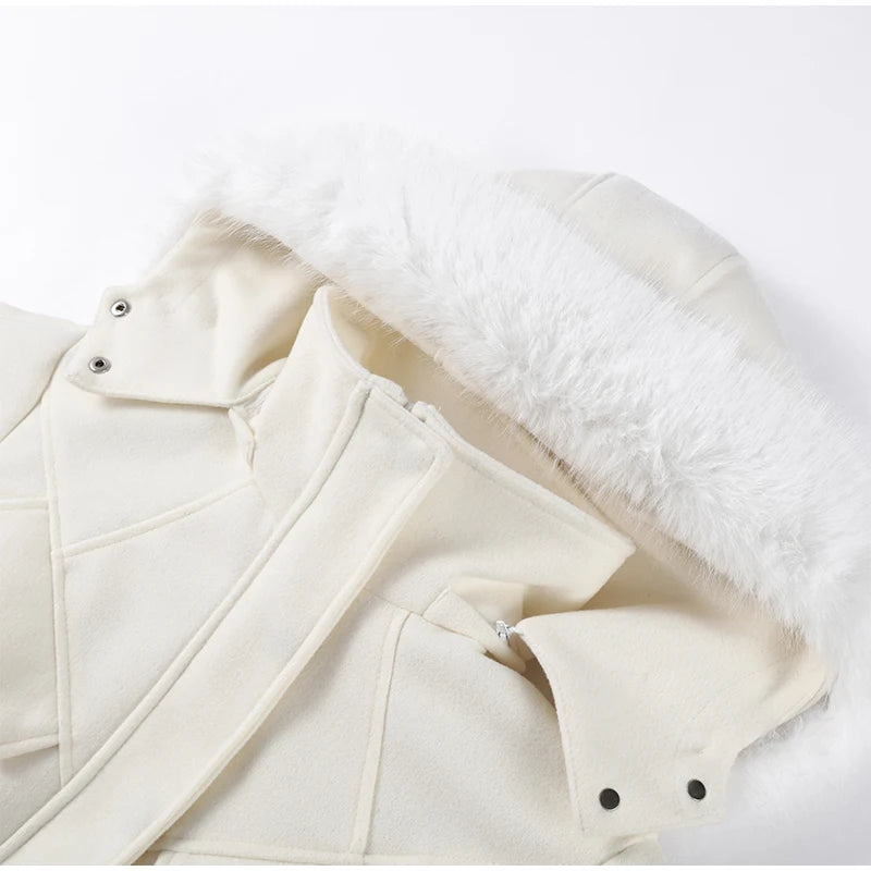 Casual Solid Ski Hoodie Jumpsuits Women Street Full Sleeve Closed Waist Slim Warm Belt Suits Female 2026 Fashion Snow Lady Suit