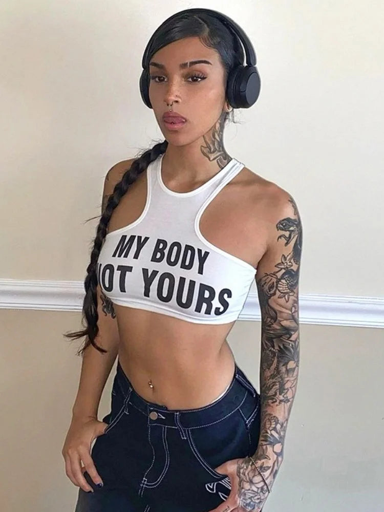 Summer Fashion Sexy Clashing Colors Women Clothing Casual Slim Hollow Round Neck Sleeveless Tank Top Women Monogram Y2k Top