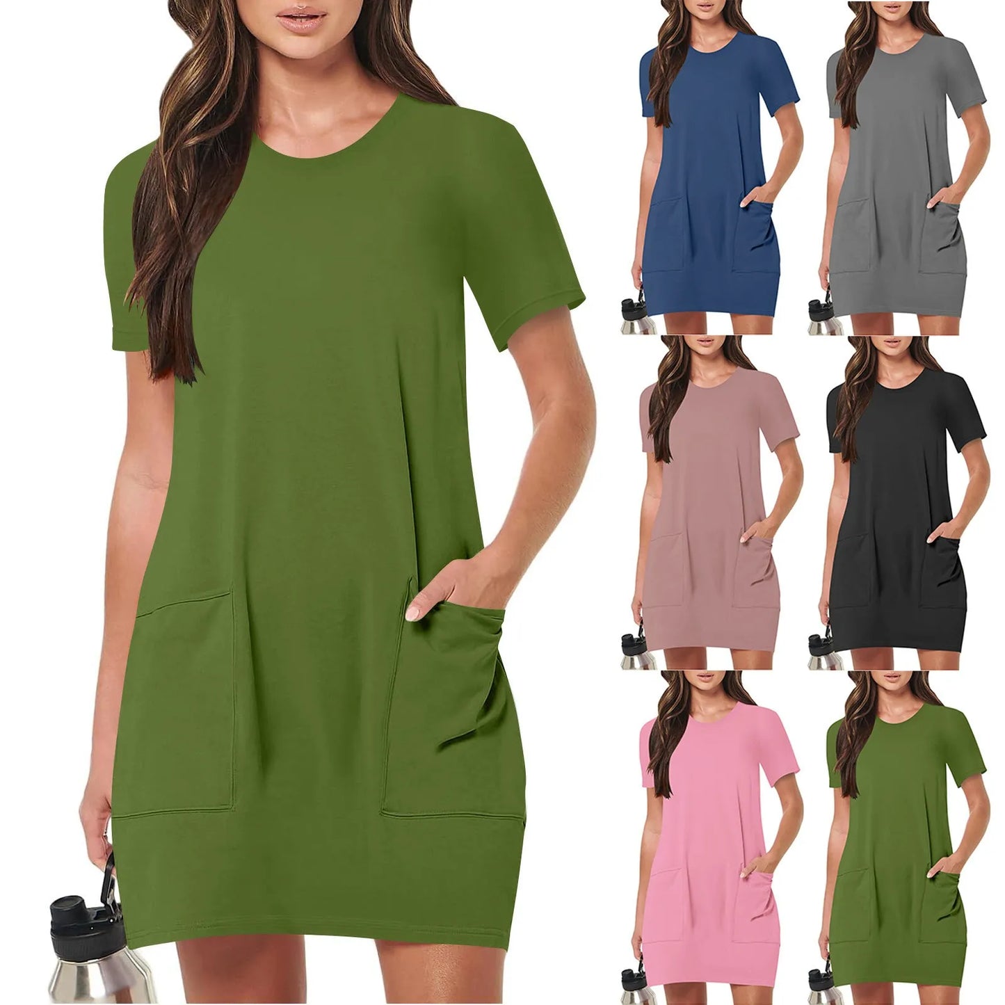 Women's Elegant Dresses Fashionable Solid Color Dress Casual Holiday Sports Short Dresses Long One-Piece Dress Gown vestidos