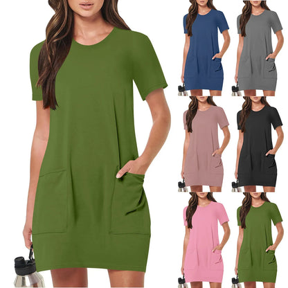 Women's Elegant Dresses Fashionable Solid Color Dress Casual Holiday Sports Short Dresses Long One-Piece Dress Gown vestidos