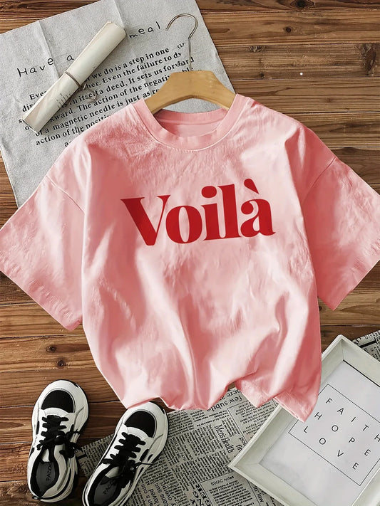 100% Cotton Voila Letter Print Streetwear T-Shirts Female T Shirts Egirl Korean Fashion Graphic Tees Tops Women Clothing