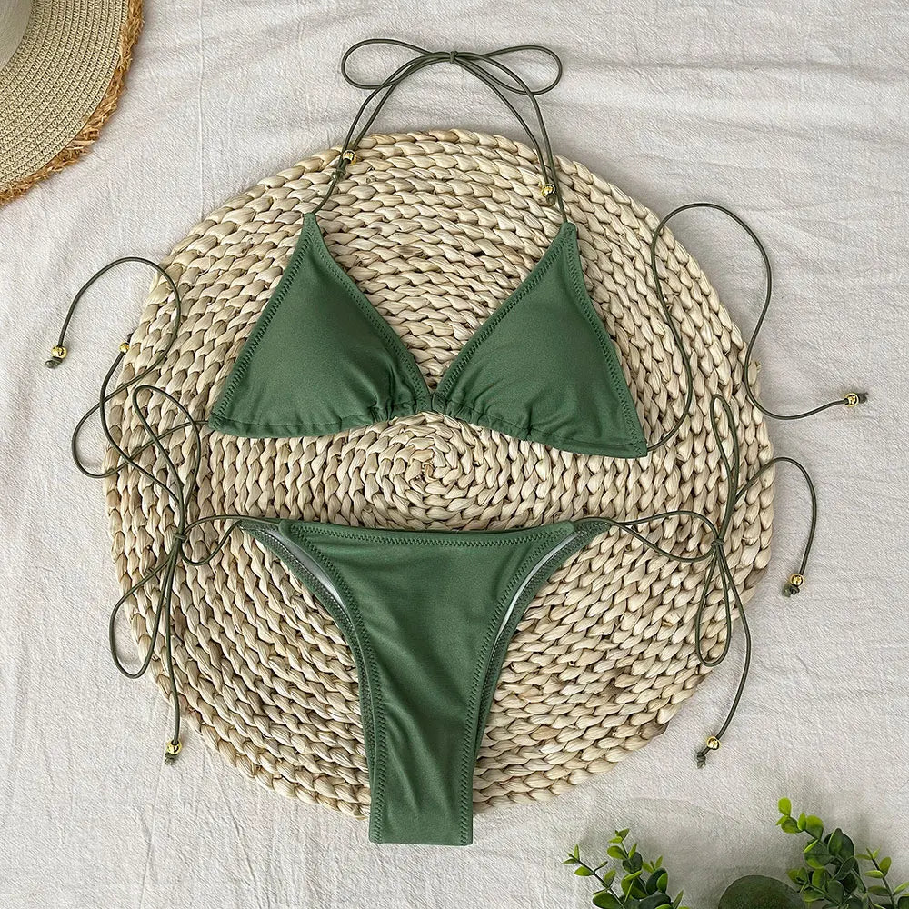 Bathing Suit Women Micro Bikini Sexy Swimsuit Female Swimwear Solid Mini Bikini Set Brazilian Biquini Swimming Suits Beachwear