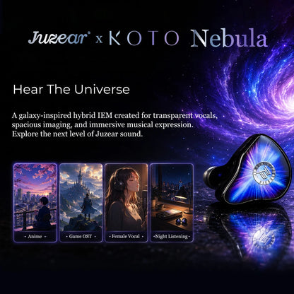 Juzear x KOTO POISE Nebula HiFi IEMs Vocal 1DD+3BA+1 Planar Hybrid In-Ear Monitor Earphones with 3.5+4.4mm Plugs Cable