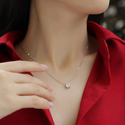 925 Sterling Sliver Necklace Pendant Classic Shining for Woman Fine Wedding Jewelry Accessories Simulated Diamond Party Gifts
