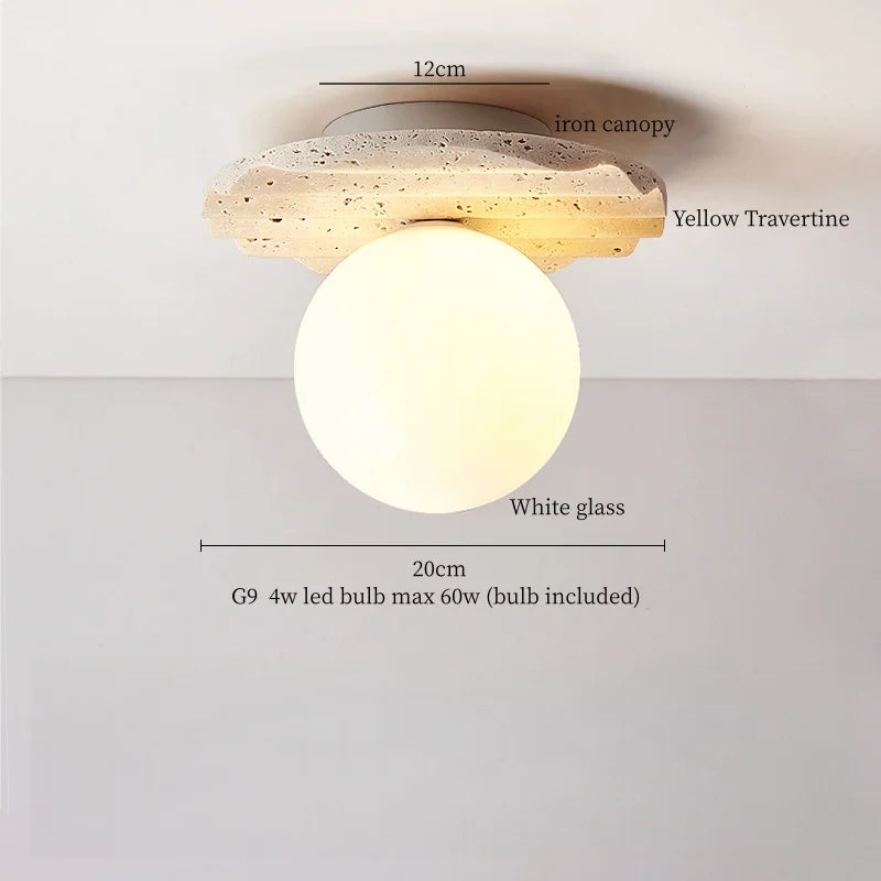 IWHD Japan Wabi Sabi LED Ceiling Lights Bedroom Bathroom Corridor Home Lighting Yellow travertine Ceiling Lamp Lampy Sufitowe