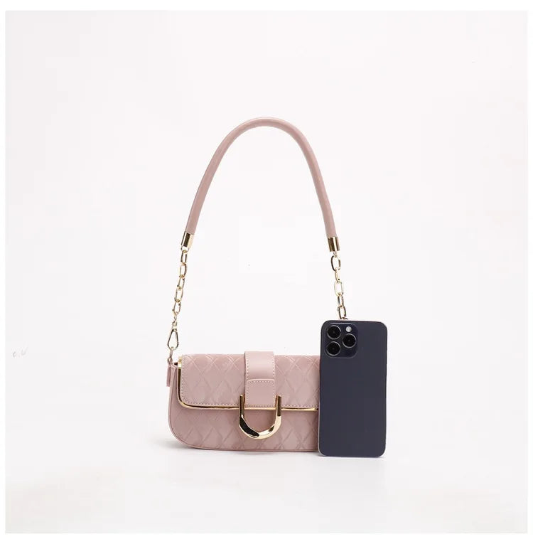 Sweet Pu Leather Women's Shoulder Bag Fashion Design Chain Ladies Underarm Bags Simple Square Female Handbags Crossbody Bag