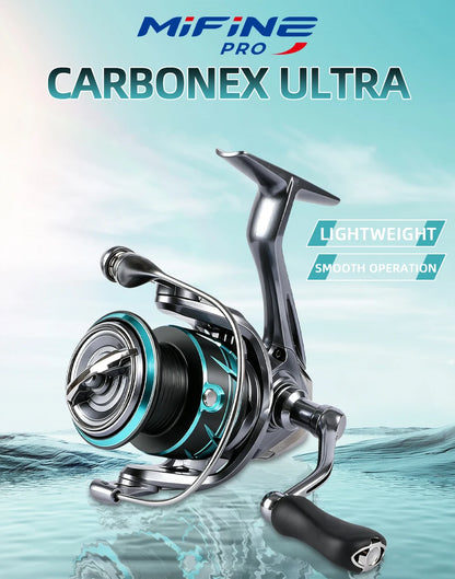 MIFINE CARBONEX ULTRALIGHT SPINNING Fishing Reel 6+1BB,Gear Ratio 5.2:1, 12KG Max Drag 800-4000 Series for Saltwater Freshwater