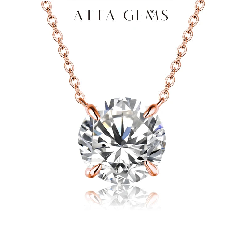 ATTAGEMS Necklace For Woman Pendant Moissanite Diamond 6.5mm 1CT 925 Silver Necklace For Women Chains Party Bridal Fine Jewelry