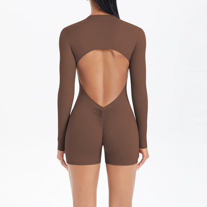 Women's Sports Shapewear Women Zipper Short Sleeve One Piece Gym Suit Breathable Quick Drying Sports Yoga Clothing Bodysuit