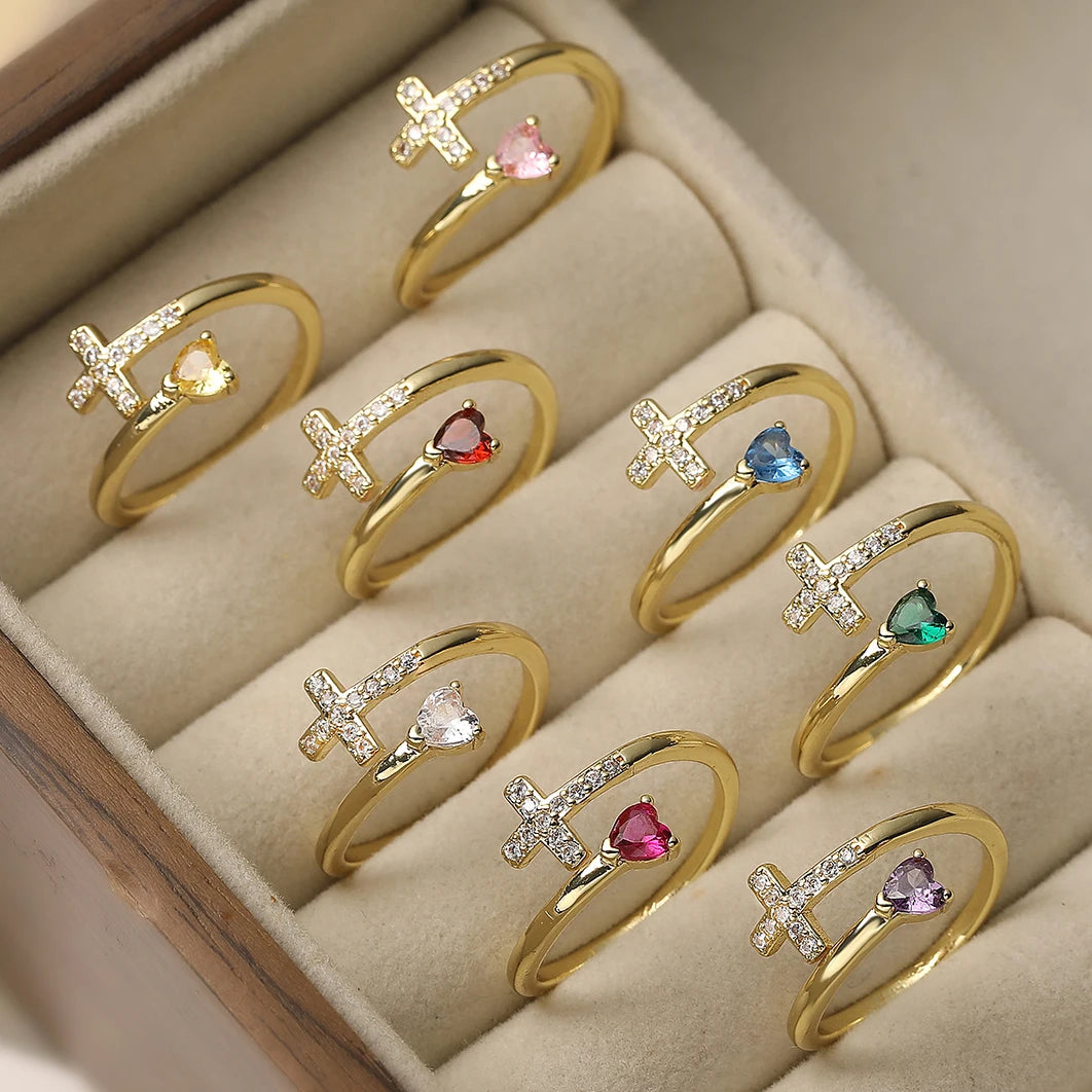 NEWBUY New Fashion Clear Shiny CZ Zircon Cross Evil Eye Rings For Women Girl Finger Accessories Party Jewelry Gift
