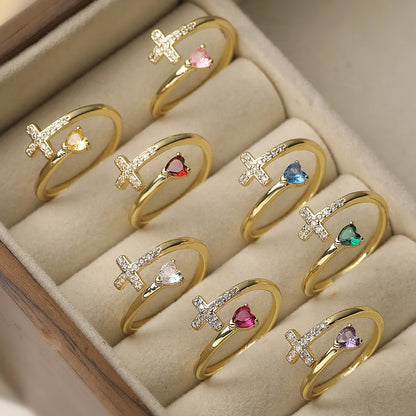 NEWBUY New Fashion Clear Shiny CZ Zircon Cross Evil Eye Rings For Women Girl Finger Accessories Party Jewelry Gift