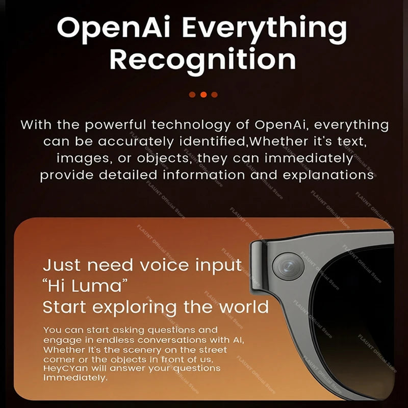AI Smart Glasses 13MP 5K Camera 32GB ROM HD Photo Identify Objects ChatGPT Video Call Translation Music WiFi Bluetooth Eyewear
