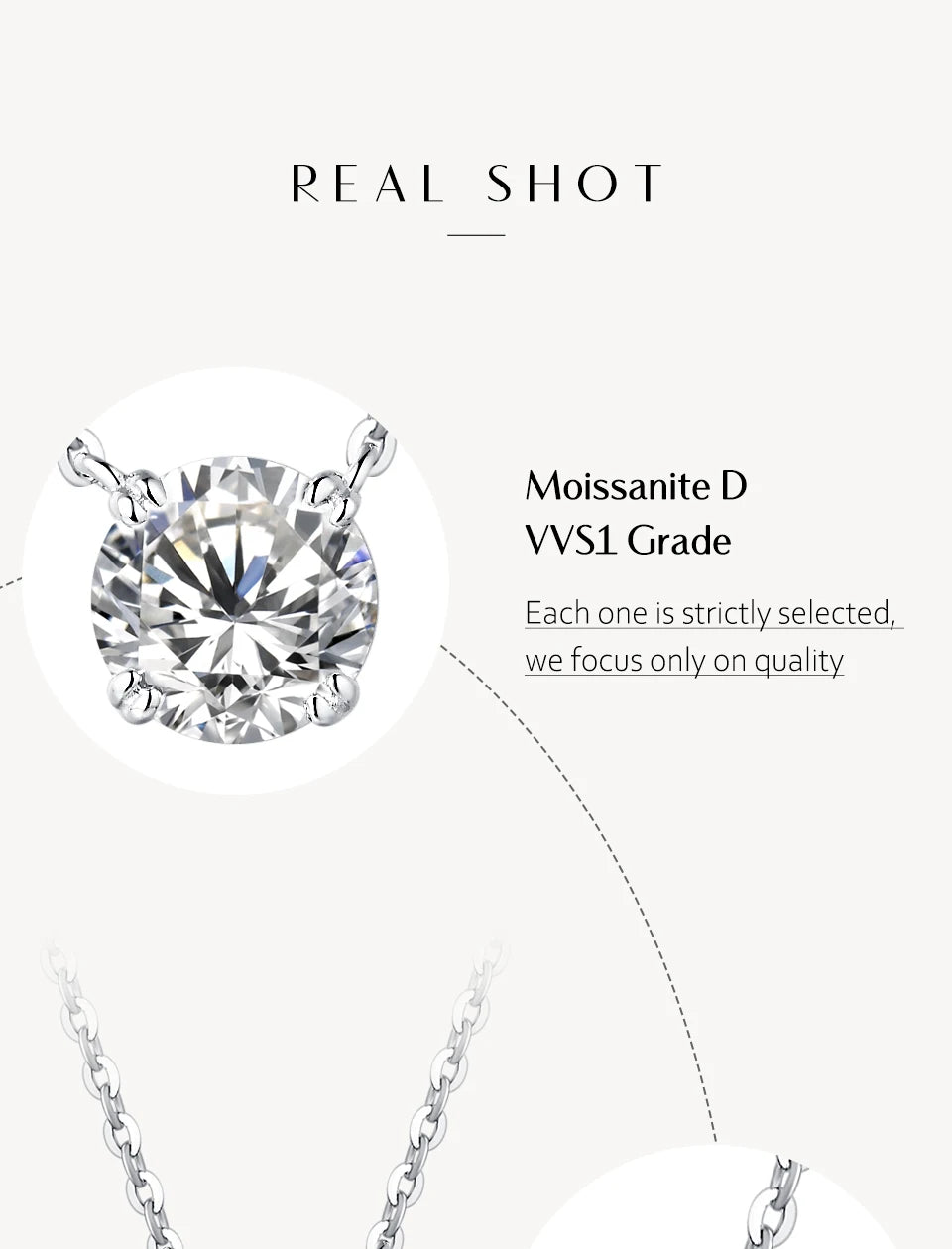 ATTAGEMS Necklace For Woman Pendant Moissanite Diamond 6.5mm 1CT 925 Silver Necklace For Women Chains Party Bridal Fine Jewelry