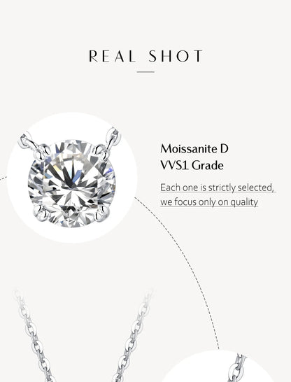 ATTAGEMS Necklace For Woman Pendant Moissanite Diamond 6.5mm 1CT 925 Silver Necklace For Women Chains Party Bridal Fine Jewelry