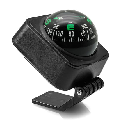 Marine Navigation Compass Guide Ball 360° Pivoting Magnetic Compass Dash-Mount High-Precision Black Compasses with Suction Cup