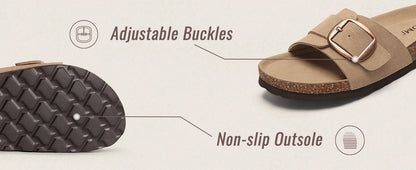 Bebealy Women's Suede Slippers With Arch Sypport Comfortable Cork Foobed Sandals Summer Beach Slides Lady Genuine Clogs Slippers