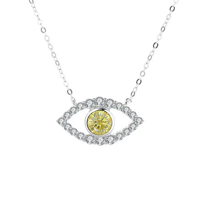 TS 925 Sterling Silver Plated Platinum Moissanite Necklace For Women 1 Carat Lab Moissanite Eye Pendant Necklace Jewelry Gift