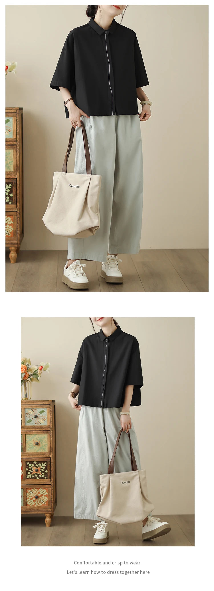 High-End Korean Japanese Artistic ort Sve Cotton Linen Embroidered irt Summer Wear Pear ape Fitting Women's Top