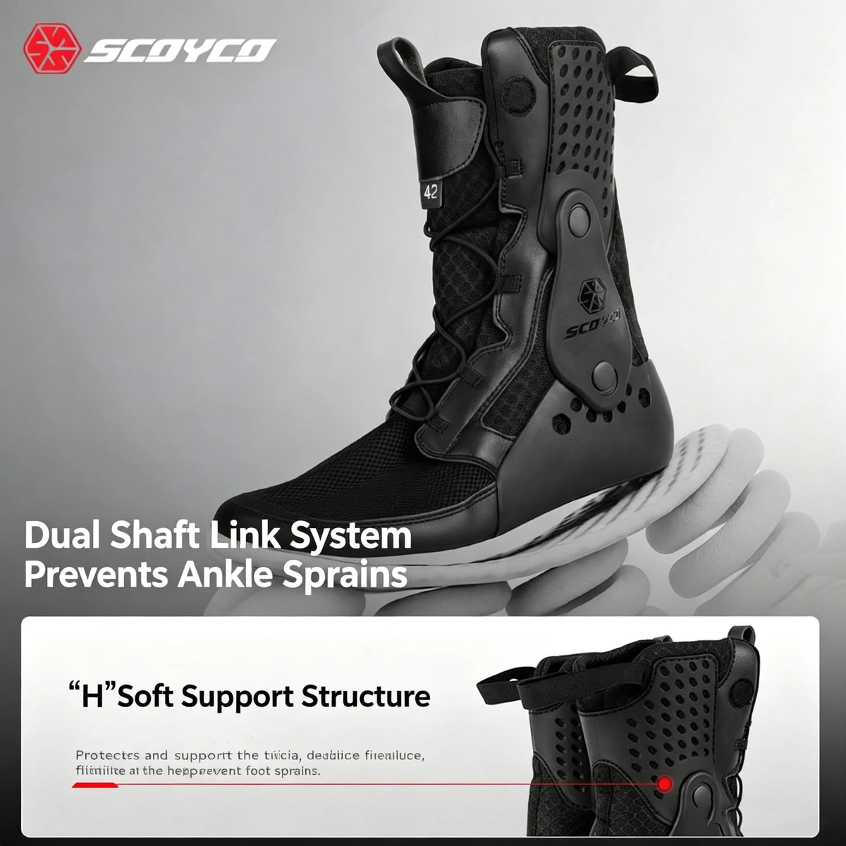 Scoyco Professional Motorcycle Racing Boots Track‑Grade Protective Riding Shoes Dual‑Boot Ankle TPU Shin Guard Breathable Boots