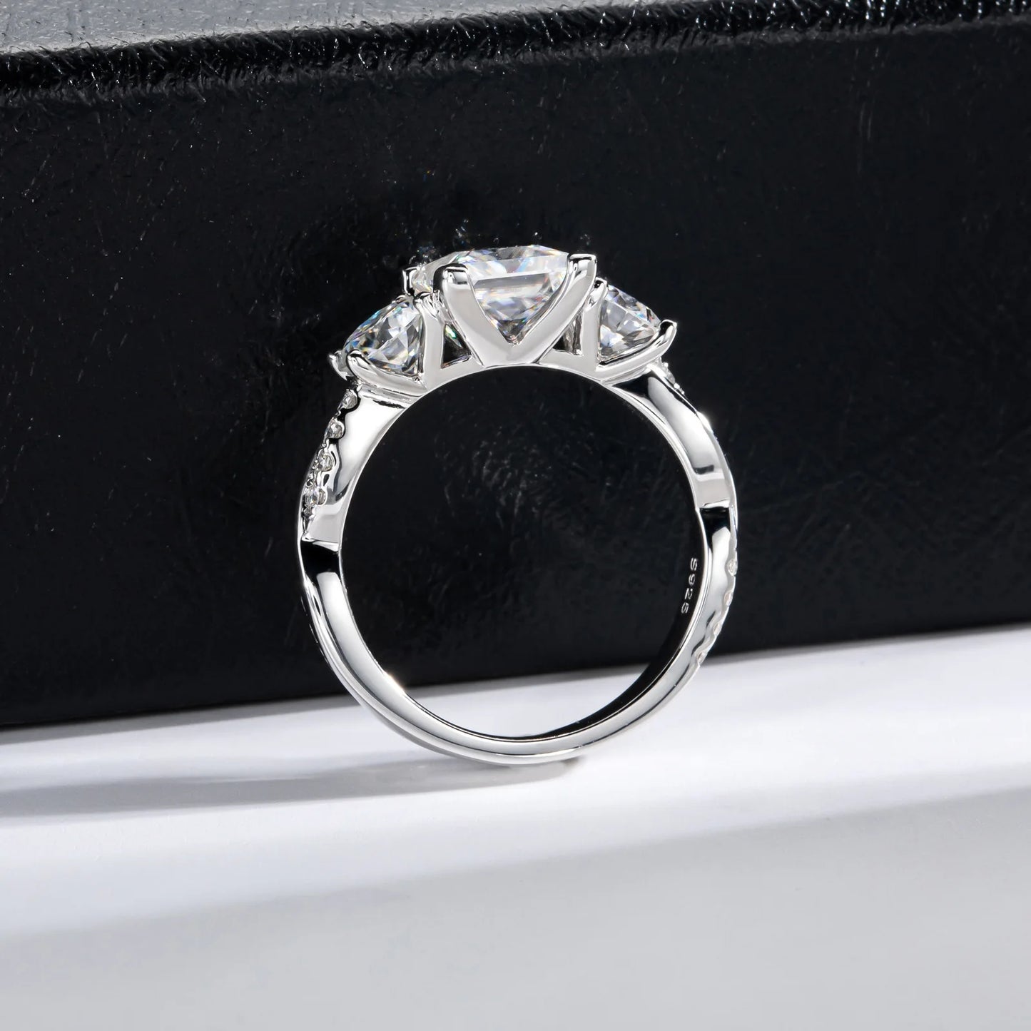 Carnica Luxury 925 Sterling Silver 1CT Real Moissanite Ring for Women Sugar Cube Pull-twist Arm GRA Diamond Wedding Jewelry Gift
