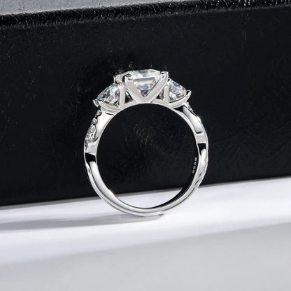 Carnica Luxury 925 Sterling Silver 1CT Real Moissanite Ring for Women Sugar Cube Pull-twist Arm GRA Diamond Wedding Jewelry Gift