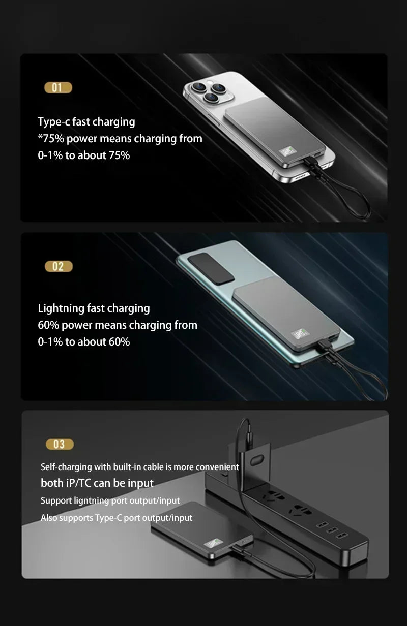 Lenovo Wireless Magnetic 500000mAh Power Bank Fast Charging Portable PD22.5W External Battery for Magsafe for iPhone17 Samsung