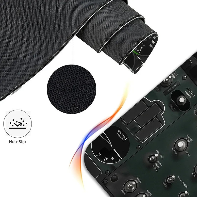 900x400 Flight Simulator Cockpit Mouse Pad, Non-Slip Stitched Edge Rubber Mat, Ideal Desk Pad for Gaming Office Computer Desktop