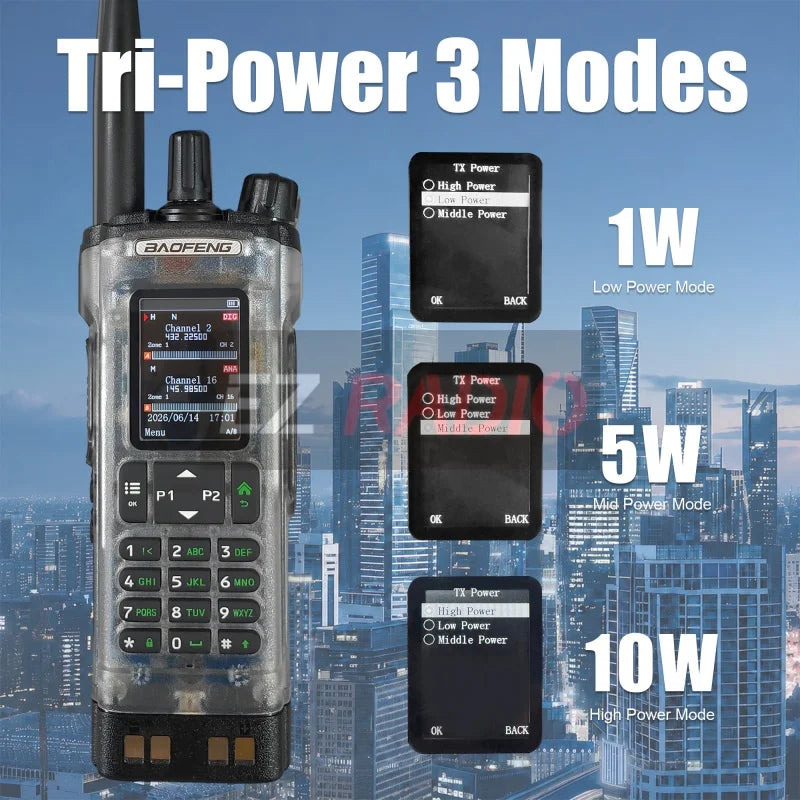 Transparent Baofeng Radio DM 32UV DMR Digital Wireless Walkie Talkie With AES256 Encryption For Long Range Secure Contact skiing