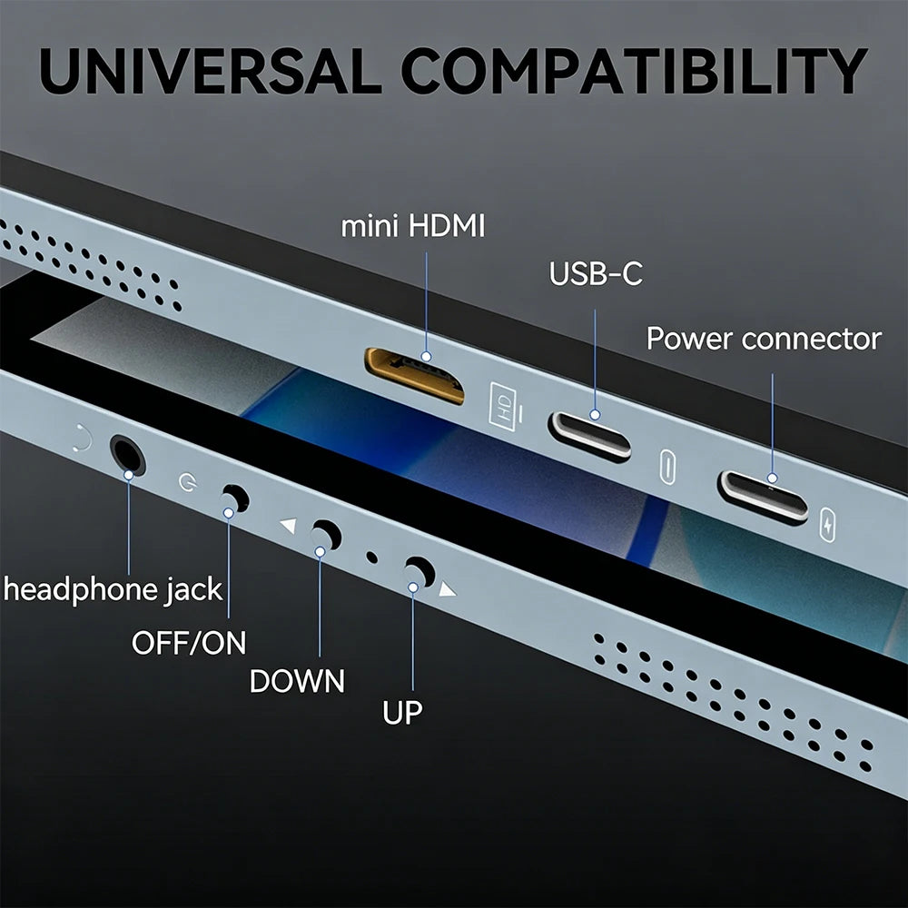 10.5'' FHD Portable Monitor Touch Screen External Monitor with Leather Case for Laptop Macbook Smart Phone Xbox gaming