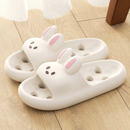 Cute Cartoon Rabbit Indoor Bathroom Slippers For Men Women Summer House Shoes Soft EVA Leaking Style Lovers Home Shower Slides