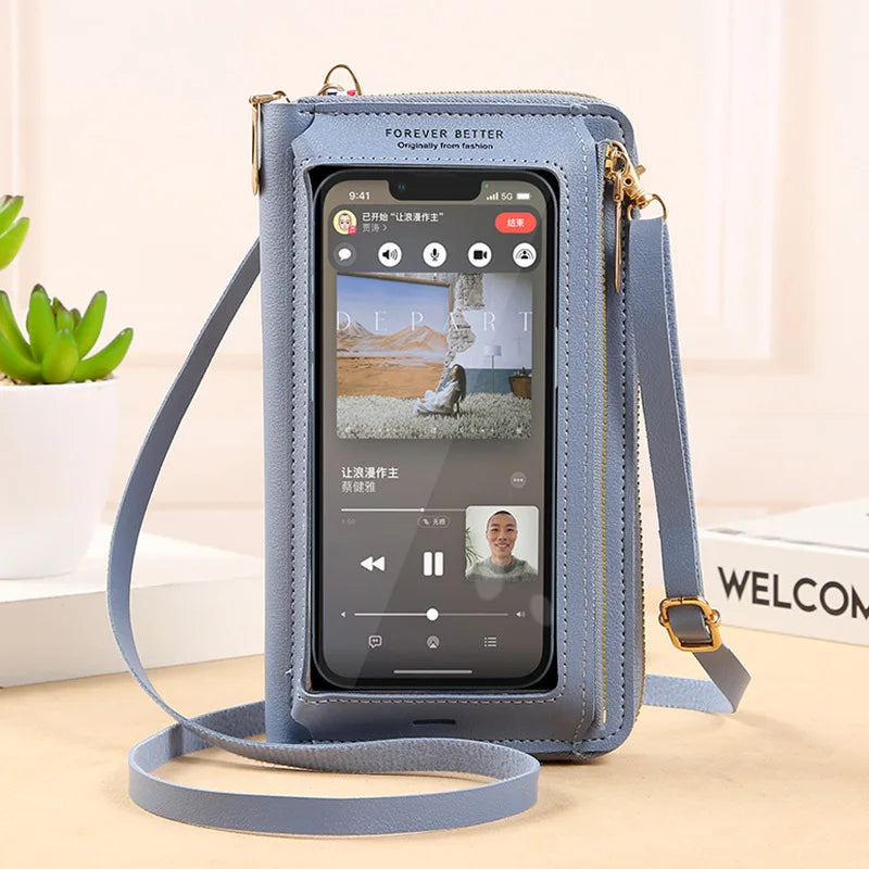 Women Crossbody Bags Touch Screen Cell Phone Purse 2023 Fashion Shoulder Bag Mobile Mini Wallet Card Holder Handbag for Female