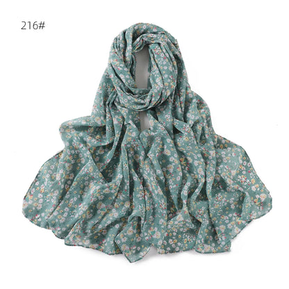 66 Colors Pearl Chiffon Printed Hijab Scarf New Fresh Small Floral Polka Dot Sunscreen Silk Scarf Shawl Turbans for Women Hijabs