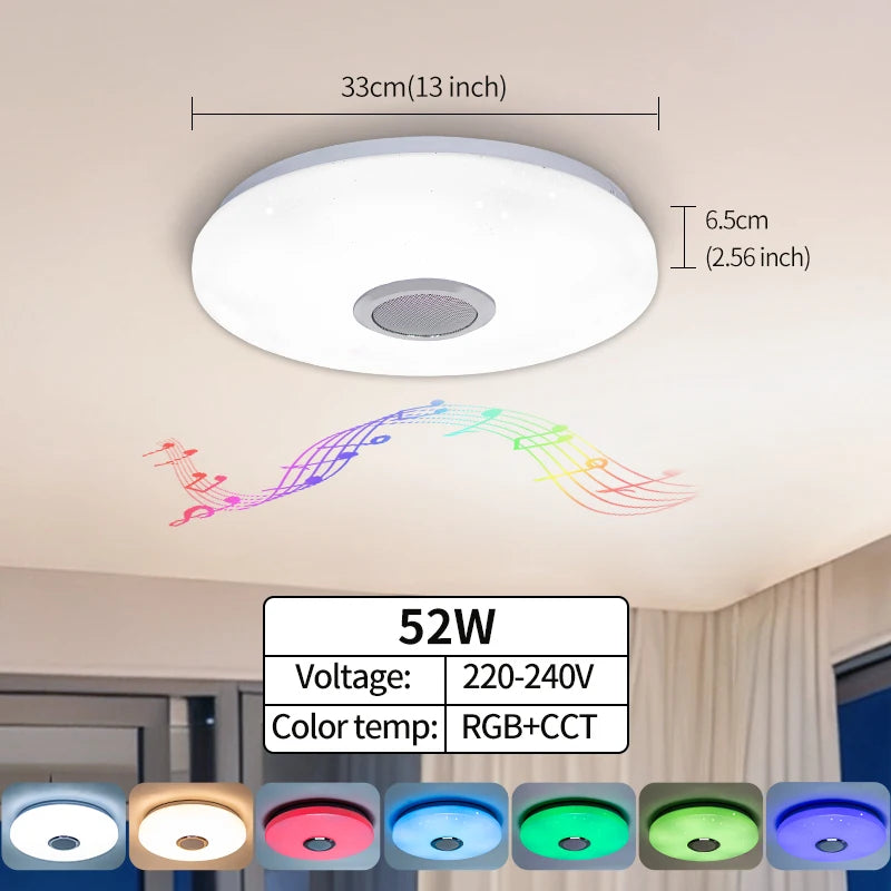 Modern Ceiling Lamps RGB Dimming Home Lighting APP Bluetooth Music Light 52W 36W Smart Ceiling Lights With Remote Control AC220V