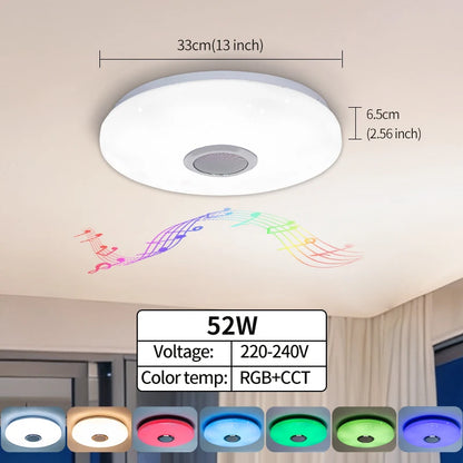 Modern Ceiling Lamps RGB Dimming Home Lighting APP Bluetooth Music Light 52W 36W Smart Ceiling Lights With Remote Control AC220V