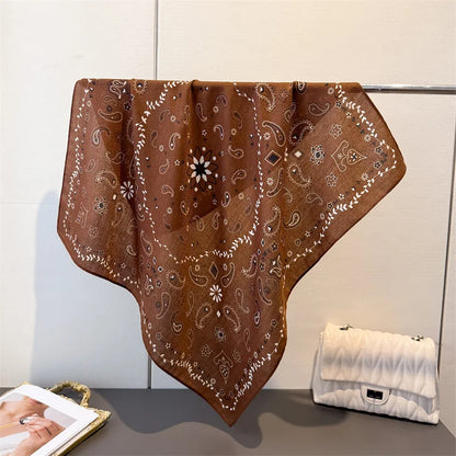 70*70cm Luxury Cashew Square Scarves For Women Soft Stain Neck Scarf Shawl Warp Elegant Neckerchief Bandanas Paisley Print Hijab