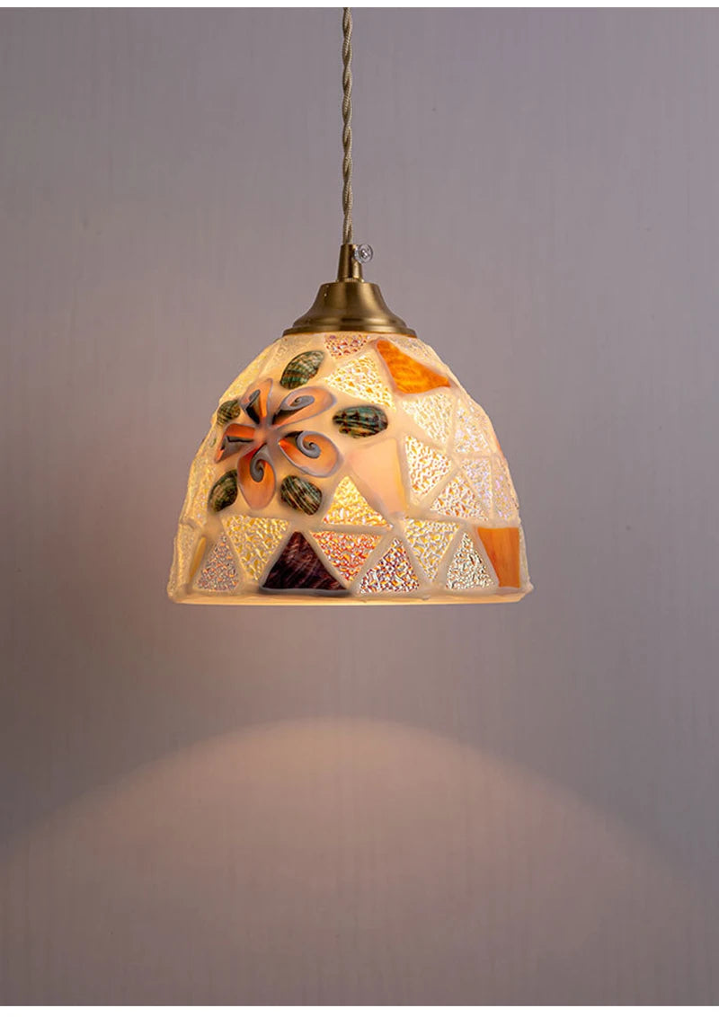 Glass Ceiling Chandelier Creative Sea Shell Lampshade Bedroom Bedside Hanging Lamp Interior Decoration Lighting Pendant Lights