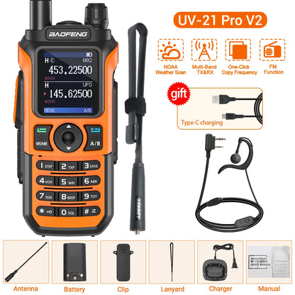 Baofeng UV-21 PRO Walkie Talkie Wireless Copy Frequency 16 KM Long Range TYPE-C V2 Two Way Radio Ham CB Radio UV-5R UV-17