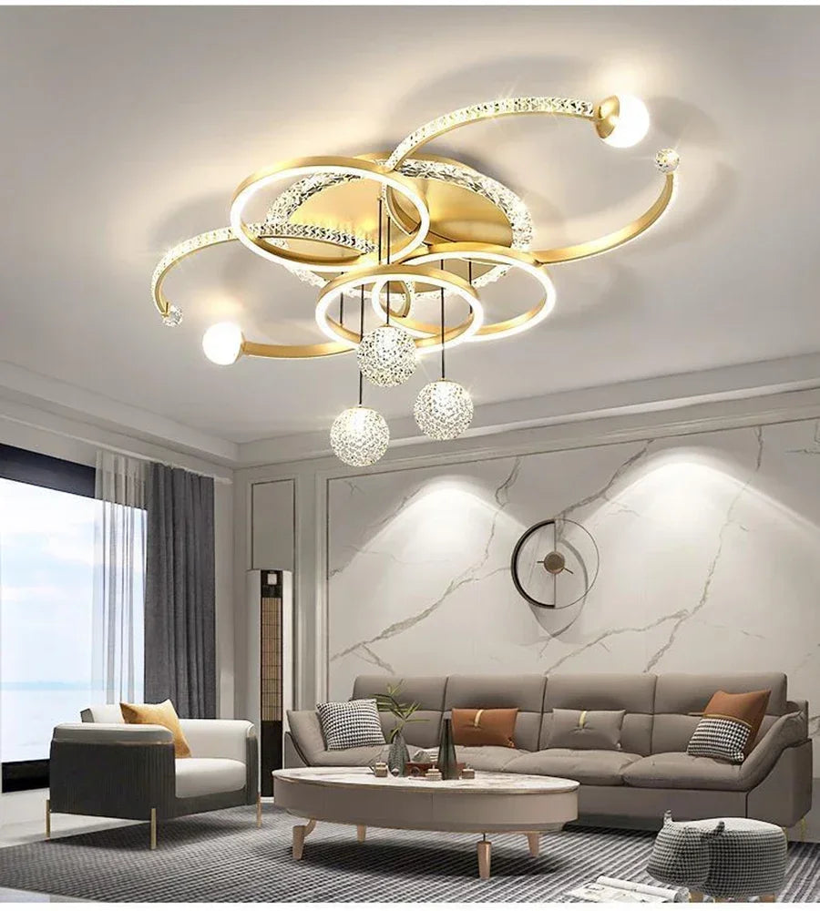 Nordic style eye protection living room light, simple, modern, atmospheric, high-end crystal ceiling light, Guangdong