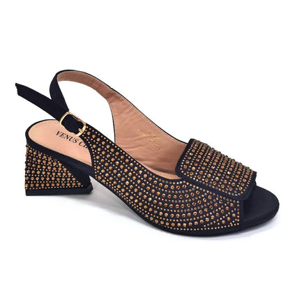 High Heels Shoes for Women Embroidery Rhinestone Italian Design Blue Color Pointed Toe Shoes and Bags Set Fashion
