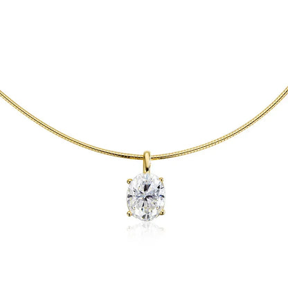 3/4/5Carat Oval Cut Moissanite Hard Necklace for Women 100% S925 Silver Solitaire Diamond Collar Necklace with GRA Certificate