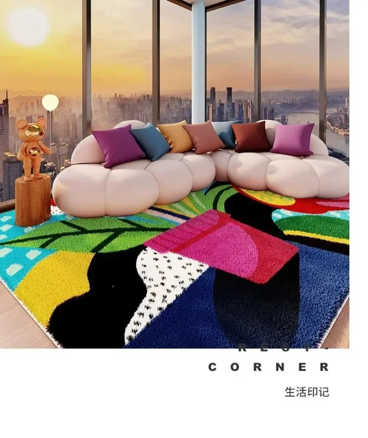 VIKAMA Carpet for Living Room Colorful Large Area Cartoon Bedroom Bedside Plush Rugs Cute IG Sofa Coffee Table Floor Mats