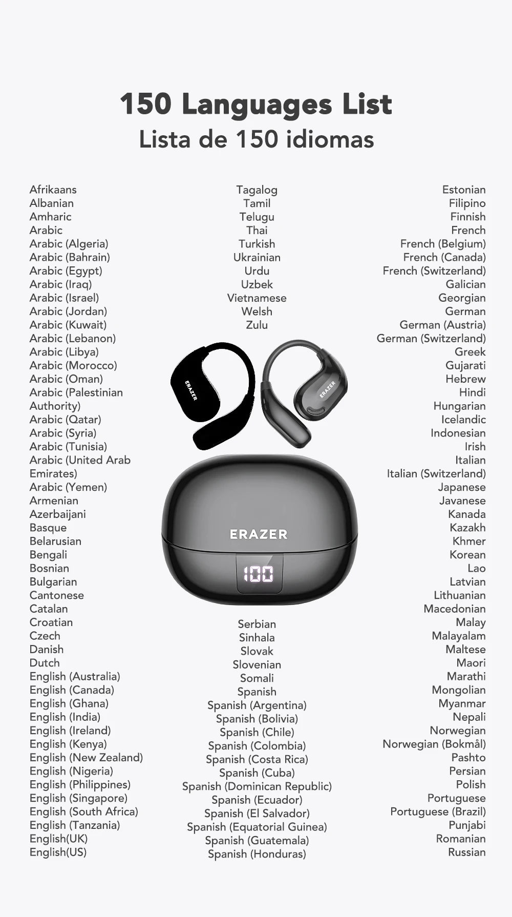 ERAZER XT66PRO Bluetooth Earphones ASMR Headsets DIY APP AI Translator Earbuds Wireless Headphones 13 Hours Long Life Display