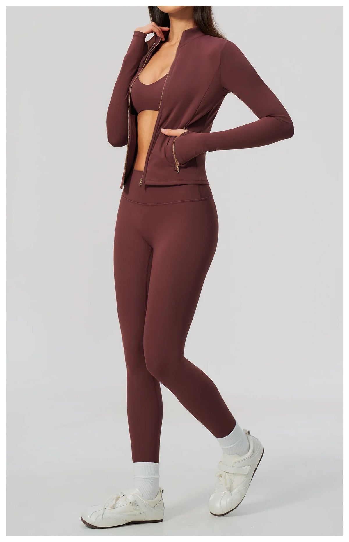 Yoga Set 3PCS Women's Tracksuit Workout Outfit Zipper Fitness Long Sleeved Sports Set Gym Clothes Female Sports Bra Yoga Outfits