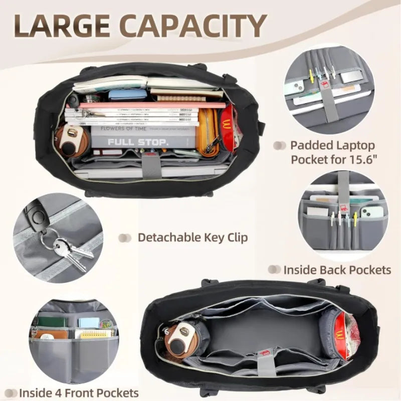Fashionable large capacity commuting business teacher storage computer official documents women's handheld handbag reusable