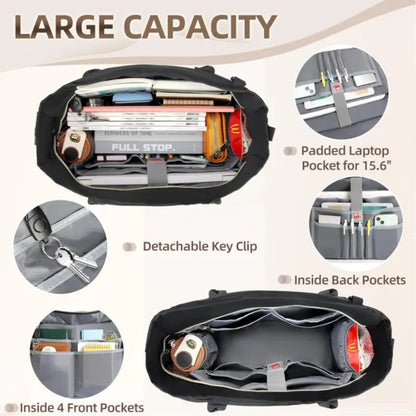 Fashionable large capacity commuting business teacher storage computer official documents women's handheld handbag reusable