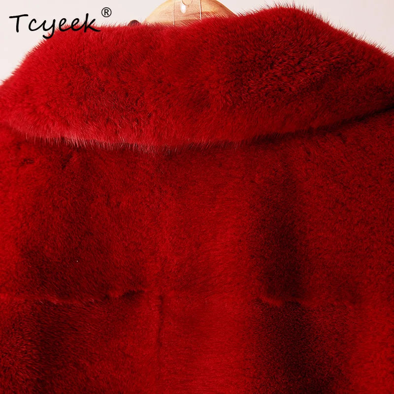 Tcyeek Luxury Natural Fur Coat Women Winter Clothes Real Fur Jacket 2025 Warm Whole Mink Womens Coat New in Coats Fourrure Femme